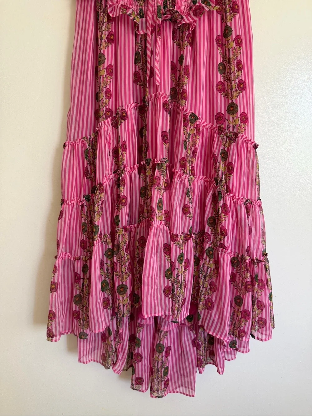 Free People Alejandra Strapless Midi Dress in Hot Pink Combo